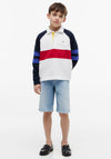Tommy Hilfiger Boy Colour Block Long Sleeve Polo, White