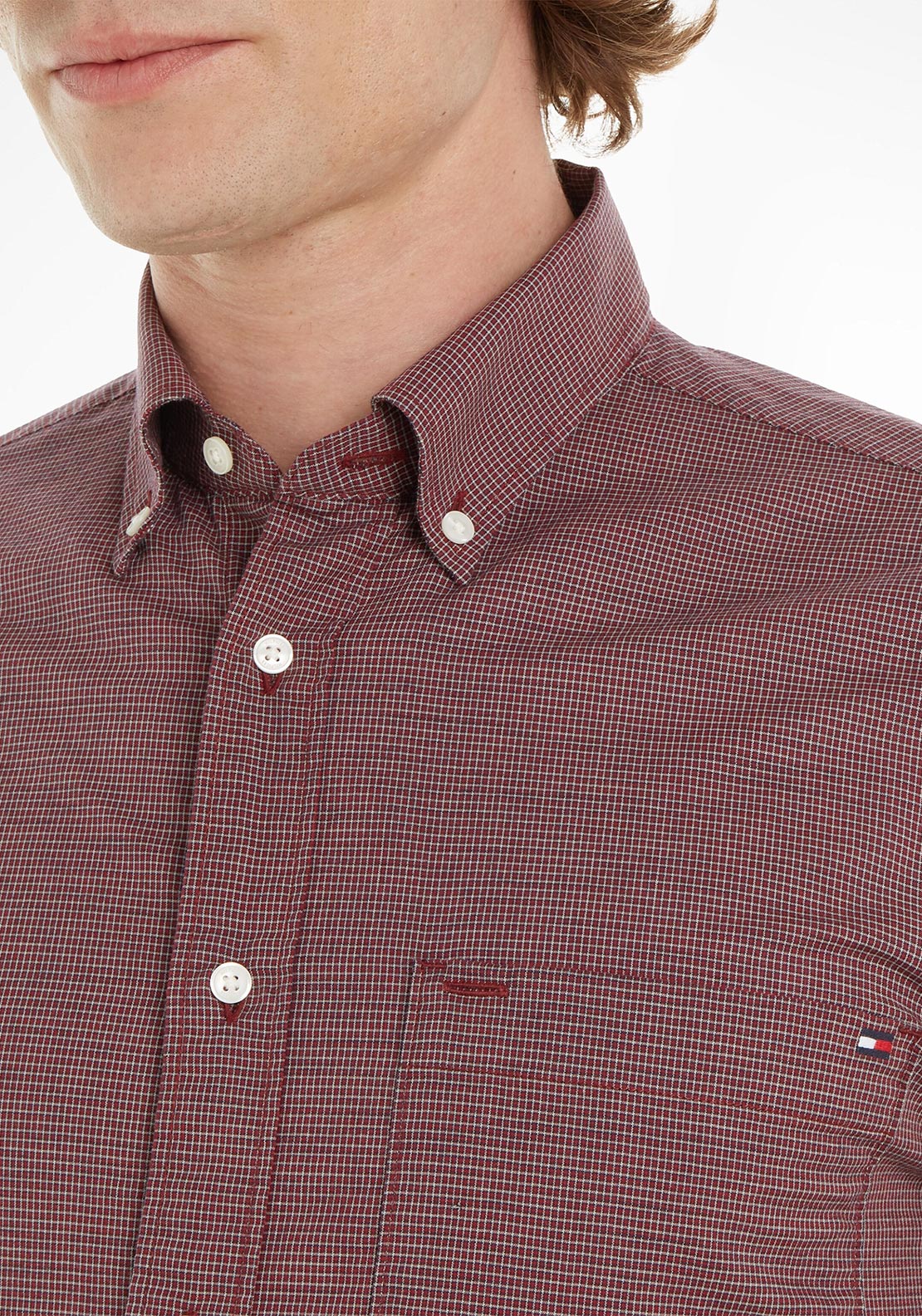 Tommy Hilfiger Houndstooth Print Shirt, Royal Berry