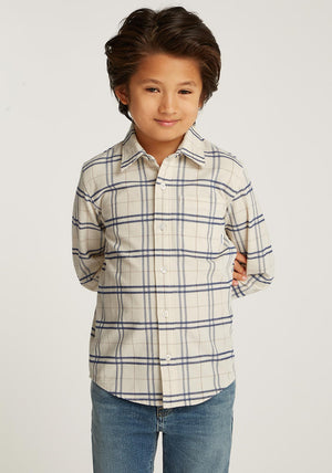 Tommy Hilfiger Boy Long Sleeve Cord Check Shirt, Beige