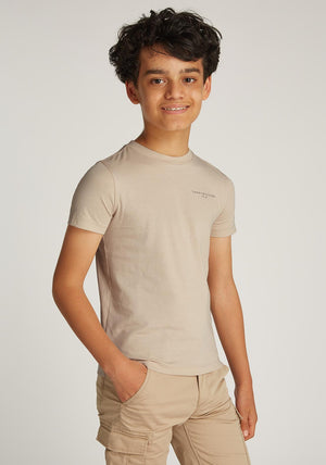 Tommy Hilfiger Boy Short Sleeve Logo Tee, Beige