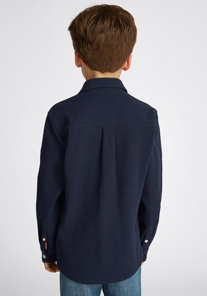 Tommy Hilfiger Boy Long Sleeve Waffle Shirt, Navy