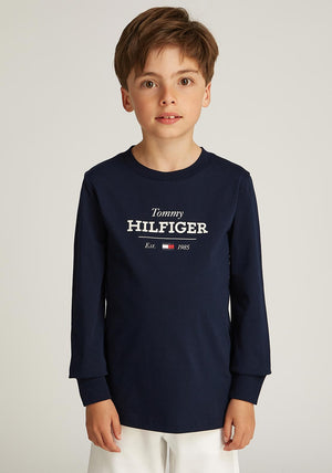 Tommy Hilfiger Boy Long Sleeve Monotype Top, Navy
