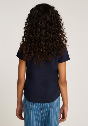 Tommy Hilfiger Girl Short Sleeve Slim Tee, Navy