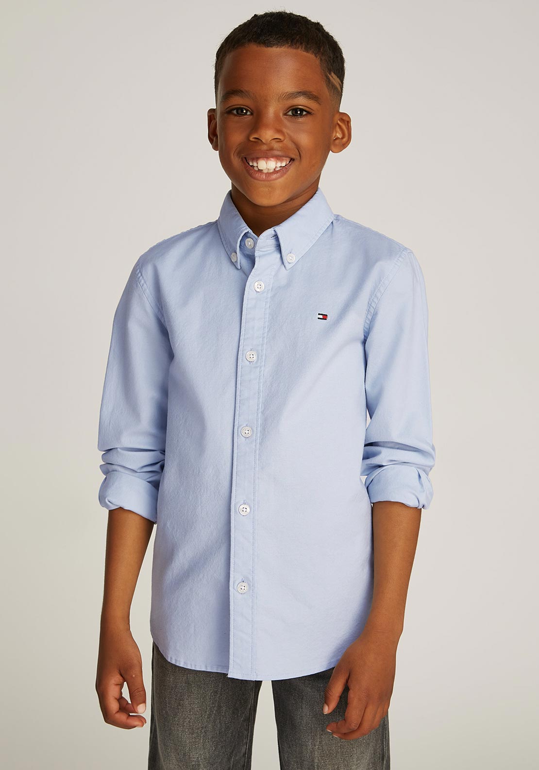 Tommy Hilfiger Boy Long Sleeve Essential Oxford Shirt, Blue