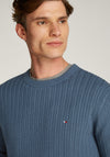 Tommy Hilfiger Herringbone Knit Crew Neck Sweater, Blue