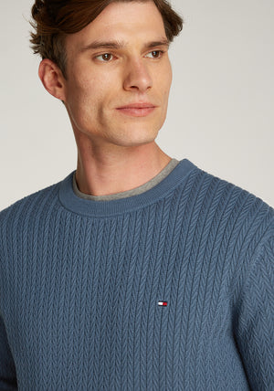 Tommy Hilfiger Herringbone Knit Crew Neck Sweater, Blue