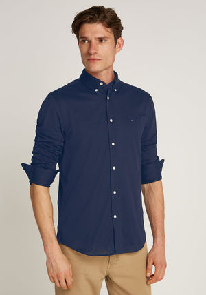 Tommy Hilfiger Flex Slim Fit Dobby Shirt, Carbon Navy