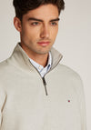 Tommy Hilfiger Essential Quarter Zip Sweatshirt, Heathered Oatmilk