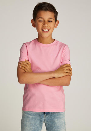 Tommy Hilfiger Boy Short Sleeve Logo Tee, Pink