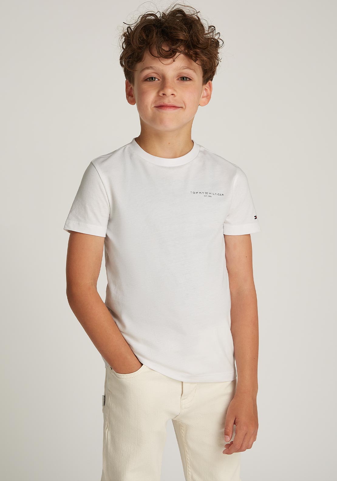 Tommy Hilfiger Boy Short Sleeve Logo Tee, White