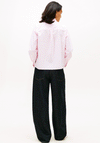 Tommy Hilfiger Womens Oxford Ruffle Half Button Shirt, Pink