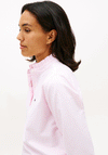 Tommy Hilfiger Womens Oxford Ruffle Half Button Shirt, Pink