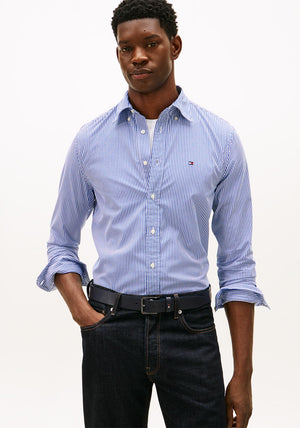 Tommy Hilfiger Flex Poplin Stripe Shirt, Wedge Blue