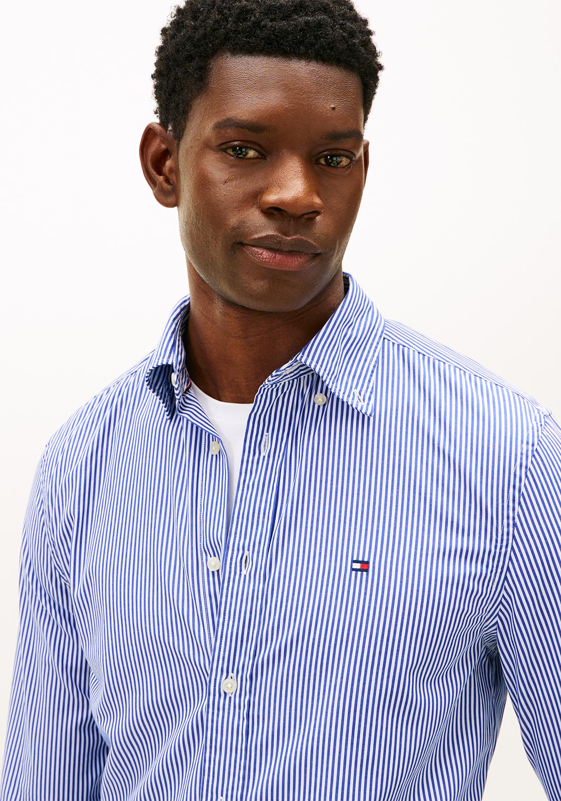 Tommy Hilfiger Flex Poplin Stripe Shirt, Wedge Blue