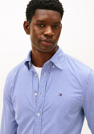 Tommy Hilfiger Flex Poplin Stripe Shirt, Wedge Blue