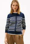 Tommy Hilfiger Womens Striped Fine Knit Cardigan, Navy