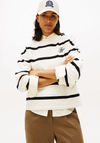 Tommy Hilfiger Womens Script Striped Sweatshirt, Cream