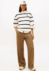 Tommy Hilfiger Womens Script Striped Sweatshirt, Cream