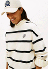 Tommy Hilfiger Womens Script Striped Sweatshirt, Cream