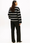 Tommy Hilfiger Womens Script Striped Sweatshirt, Black