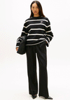 Tommy Hilfiger Womens Script Striped Sweatshirt, Black