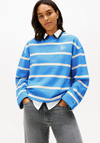 Tommy Hilfiger Womens Script Striped Sweatshirt, Blue