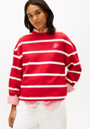 Tommy Hilfiger Womens Script Striped Sweatshirt, Red