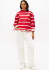 Tommy Hilfiger Womens Script Striped Sweatshirt, Red