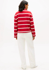 Tommy Hilfiger Womens Script Striped Sweatshirt, Red