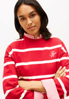 Tommy Hilfiger Womens Script Striped Sweatshirt, Red