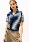 Tommy Hilfger Womens Stripe Pique Polo Shirt, Navy