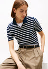 Tommy Hilfger Womens Stripe Pique Polo Shirt, Navy