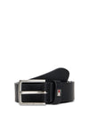 Tommy Hilfiger Boy Square Buckle Leather Belt, Black