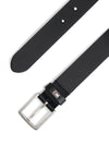 Tommy Hilfiger Boy Square Buckle Leather Belt, Black
