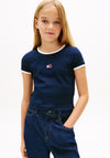 Tommy Hilfiger Girl Heritage Rib Short Sleeve Top, Navy