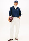 Tommy Hilfger Womens Script Terry Half Zip Sweatshirt, Navy