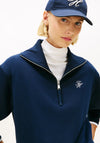 Tommy Hilfger Womens Script Terry Half Zip Sweatshirt, Navy
