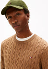 Tommy Hilfiger Cable Knit Crew Neck Sweater, Brown