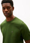 Tommy Hilfiger Crew Neck Embroidered Flag T-Shirt, Pine Green