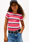 Tommy Hilfiger Girl Ribbed Short Sleeve Tee, Pink