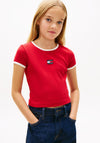 Tommy Hilfiger Girl Heritage Rib Short Sleeve Top, Red
