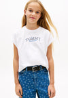 Tommy Hilfiger Girl Puff Flower Short Sleeve Tee, White