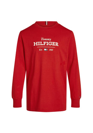 Tommy Hilfiger Boy Long Sleeve Monotype Top, Red