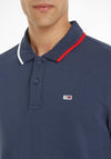Tommy Jeans Flag Neck Polo Shirt, Twilight Navy
