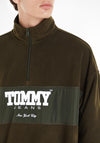 Tommy Jeans Hybrid Half Zip Fleece, Dark Army