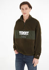 Tommy Jeans Hybrid Half Zip Fleece, Dark Army