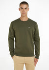 Tommy Jeans Flag Patch Crew Neck Sweatshirt, Drab Olive Green