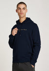 Tommy Jeans Linear Gold Logo Hoodie, Dark Night Navy