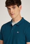 Tommy Jeans Flag Patch Polo Shirt, Deep Seawater Green