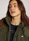 Tommy Jeans Womens Alaska Puffer Long Coat, Green